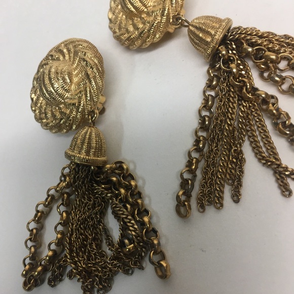 Vtg Givenchy Gold tone dangled signed earrings - Picture 7 of 15